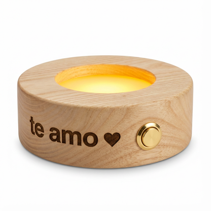 Base de madera con luz